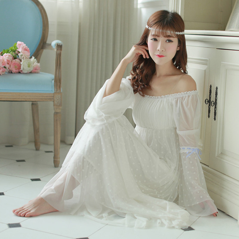 Retro Royal Princess Nightdress Soft Lace Guaze Nightgowns Vintage ...